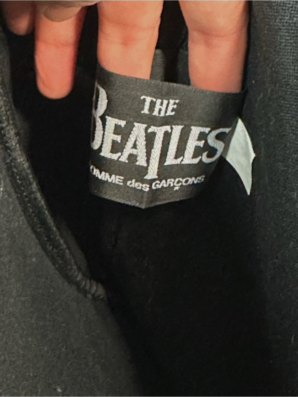 Comme des Garcons X Beatles Black Tote with Green Apple Motif - Picture 4 of 9